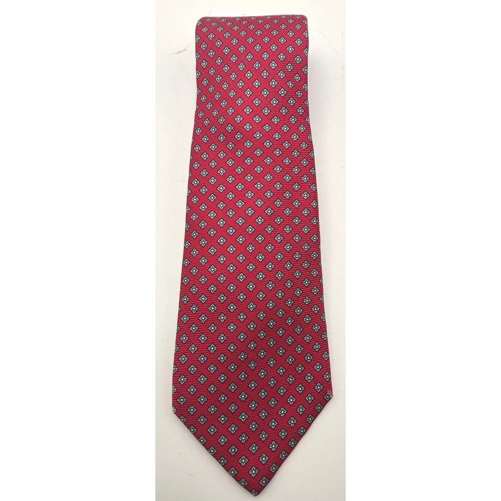 Capper & Capper Chicago Detroit Men's Red Geometric Necktie Vintage Classic Tie